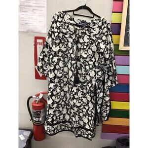 Studio park women’s midi dress size medium with scarf new from HSN black white